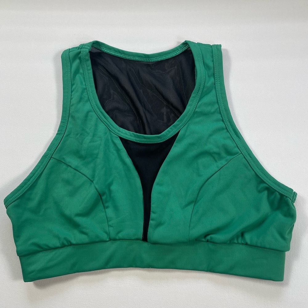 Adtn Fitness “Top Blessed” Sports Bra Green Mesh UV 50+ Size L
